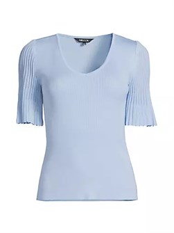 Блузка с V-образным вырезом и прозрачными рукавами Misook, 90% акрила, 10% полиэстера 10041191