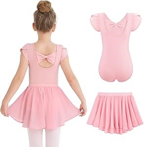 Hoziy Детские бальные леотарды для девочек от 2 до 11 лет, 98% хлопка, с юбочкой и застежкой между ног 11062838