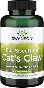 Swanson Кошачья добавка ',Котячий коготь', для поддержания иммунитета и улучшения пищеварения кошек - 100 капсул по 500 мг 11090062