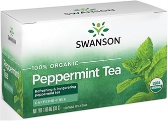 Swanson 100% органический мятный чай, 20 пакетиков, без добавок и консервантов, вегетарианский, не содержит ГМО 11089386