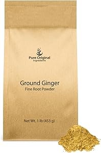 Pure Original Ingredients Имбирь молотый, 453 г, без добавок, в экологичной упаковке, вегетарианский, без глютена 11056789