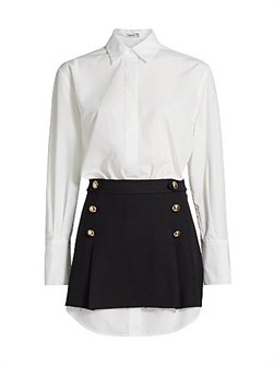 Мини-платье с длинным рукавом от Simkhai и юбкой в складку, украшенной золотыми пуговицами 11024690