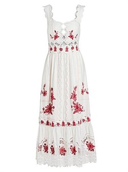 Ришельё платье-миди с вышивкой подсолнухов от Farm Rio, 55% лен, 45% вискоза, без рукавов 11028895