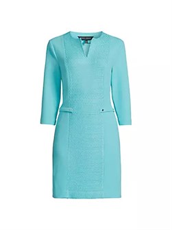 Мини-платье с текстурным вырезом и рукавами 3/4 от Ming Wang, 95% полиэстер, комфортное по фигуре 10041451