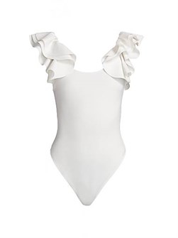 Боди из эластичного нейлона с рюшами и кружевными рукавами Tawny от Alice + Olivia 11010501