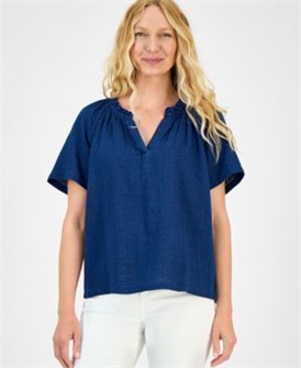 Style &amp, Co Молодежный хлопковый топ с рюшами у ворота, эксклюзивно в Macy',s 11048378