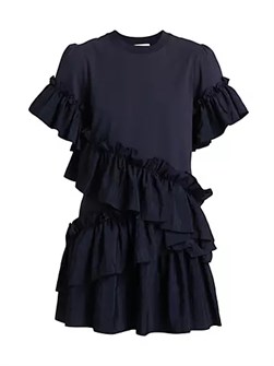 Cinq a Sept Мини-платье Cinq a Sept Kendria с волнистым цветным узором из эластичного хлопка 10042744