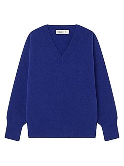 Вязаный свитер из эластичной шерсти Rohe с V-образным вырезом, длинными рукавами и ребристыми краями 11024825