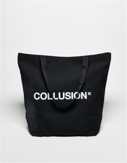 Collusion Универсальная большая черная сумка-тоут с логотипом и двумя плотными холщовыми ручками 11040781