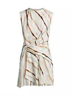 Мини-платье Delia в полоску с асимметричным сбором на бедрах и высоким воротником от A.L.C. 10042924