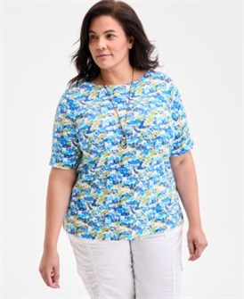 Мягкий и удобный топ большого размера с принтом и рукавами до локтя от Style &amp, Co 11045730