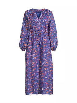 Хлопковое миди-платье лонгслив Amalfi с цветочным принтом и поясом, Ro',s Garden 10042216