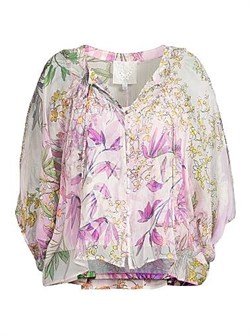 Шелковая блуза Harlyn с пуговицами спереди от Johnny Was, 100% шелк, круглый вырез 11030427