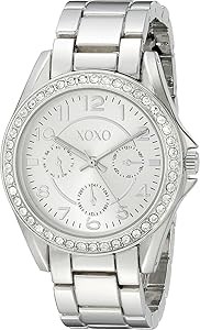 Accutime Женские серебристые часы с многофункциональным циферблатом, браслет с кристаллами, кварцевый механизм, 37 мм 11077130