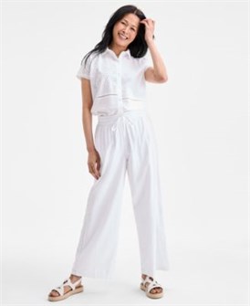 Style &amp, Co Женские широкие хлопковые брюки с кружевной отделкой, эксклюзивно в Macy',s 11048369