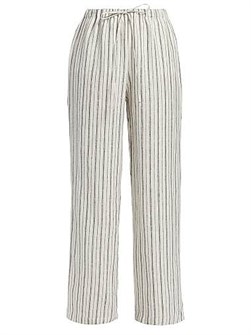 Reformation Льняные штаны Olina с полосатым рисунком, прямого кроя, с эластичным поясом и карманами 10042427