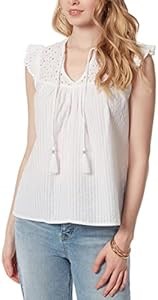 Блуза Jessica Simpson Womens Alisha из 60% хлопка и 40% полиэстера с рюшами и открытыми плечами 10022470