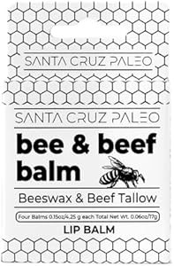 Santa Cruz Paleo Гигиеническая помада с говяжьим жиром и воском, 4 шт, увлажняющая, гипоаллергенная, с длительным действием, с витаминами 11053696