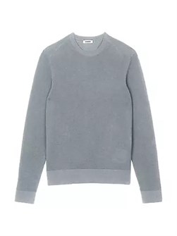 Свитер Sandro из фактурного органического хлопка с круглым вырезом и длинными рукавами 10042816