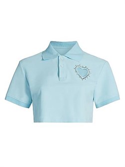 Кроп-топ с сердцевидным вырезом из кристаллов Area, 60% хлопок, короткие рукава 11029869