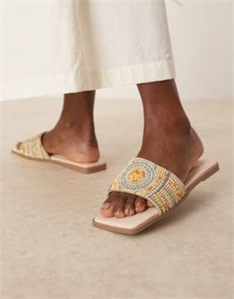 Открытые туфли ASOS DESIGN с квадратным носком и украшением из бусин на плоской подошве 11041037