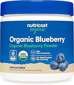 Nutricost Органический порошок из черники, 227 г, без глютена, веганский, без ГМО, изготовленный из цельной замороженной черники 11064800