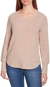 Женский лонгслив с рифлёным воротником и мягкой трикотажной тканью Nine West, цвет меланж овсянка, размер XXL 11081939