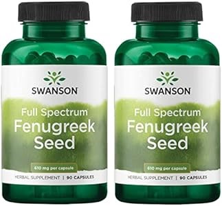 Swanson Семена пажитника 610 мг с полноспектральной формулой, 90 капсул в 2 упаковках, растительная добавка 11087288