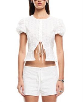 Женский хлопковый топ Bardot с объемными рукавами и передним вырезом от Lioness 11074372