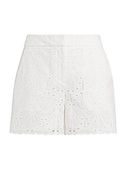Шорты Elie Tahari Aria с высокой талией, 100% хлопок, с вышивкой, карманами и застёжкой на молнии 11010021
