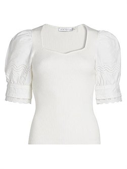 Элегантный топ Elie Tahari Shoshana с сердцевидным вырезом, короткими рукавами из смешанных тканей 11010069