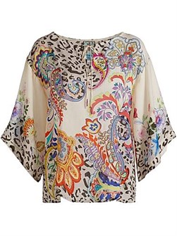 Блузка из купро с узором пейсли и рукавами три четверти от Johnny Was, модель Milo 11011515