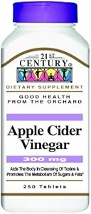 21st Century Яблочный уксус, 300 мг, 250 таблеток - Для здоровья и пищеварения 11043965