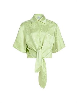 Короткая рубашка Rosie Assoulin Tie Me Up из цветного жаккарда с поясом, 53% вискозы 11030356