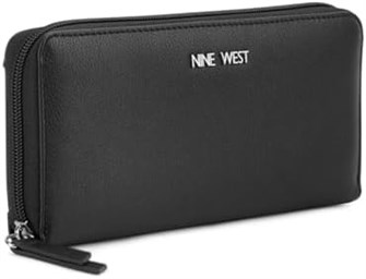 Nine West Кожаный кошелек большого размера с круглой молнией и подкладкой из полиэстера и хлопка 11060110