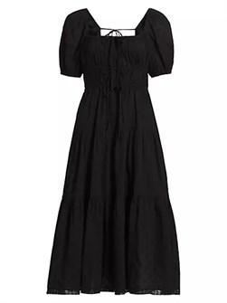 Лёгкое хлопковое миди платье с клипсами и вышивкой Palma от Ulla Johnson c завязками на спине 10041334