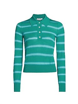 Re/Done Лонгслив поло The Memphis в полоску из мягкой смеси шерсти: 70% шерсть, 20% шелк, 10% кашемир 11030060