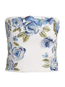 Кроп-топ Cece с цветочной вышивкой от Alice + Olivia, бесшовный, 64% полиэстер, 32% вискоза, 4% эластан 10042338