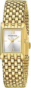Golden Hour Женские золотые наручные часы в винтажном стиле с прямоугольным циферблатом и регулируемым браслетом 11106815