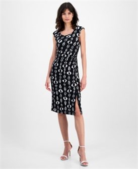 Женское платье-футляр с абстрактным принтом и легким оберточным эффектом от бренда Connected 11020393