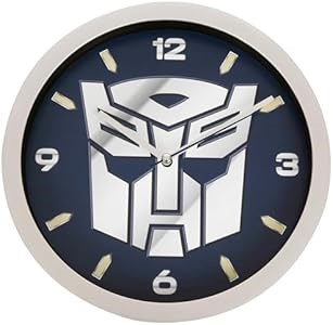 Accutime Качественные настенные часы Transformers с хромированной эмблемой Автобота, бело-синие, пластик 11051321