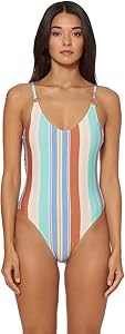 Слитный купальник Dolce Vita с полосатыми бретелями Aquarius Stripe/Blush для женщин 11065270