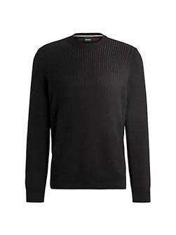 Свитер из хлопка с вязаным вертикальным узором от Boss в стандартном размере 10041815