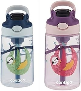 Contigo Детская бутылка для воды с автоматической трубочкой 414 мл – без проливов, легкочищаемая крышка, для детей от 3 лет 11091586