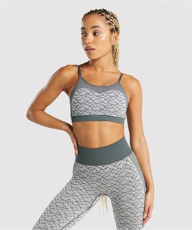 Gymshark Бесшовный бюстгальтер Wtflex с тонкими бретелями из дышащей ткани, съемными чашечками и разноцветным узором 11038220