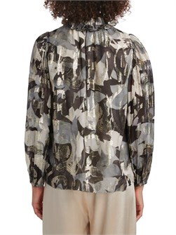 Блузка Kobi Halperin из шелкового микса с металлическим блеском и рюшами на горловине 11024646