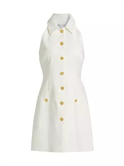 Мини-платье без рукавов Roxanne от Veronica Beard из льняной смеси с воротником и пуговицами 10042740
