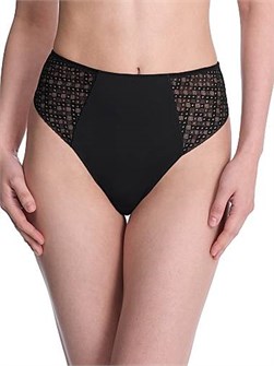 Трусики-танга Harmony из мягкого джерси с геометрическим кружевом и высокой талией, Natori 11015979