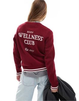 Красный хлопковый лонгслив с графическим принтом от Cotton On с круглым вырезом и длинными рукавами 11038730