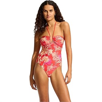 Купальник Seafolly Marbella с открытой спиной из 80% переработанного нейлона, с высоким вырезом по бокам 11030688